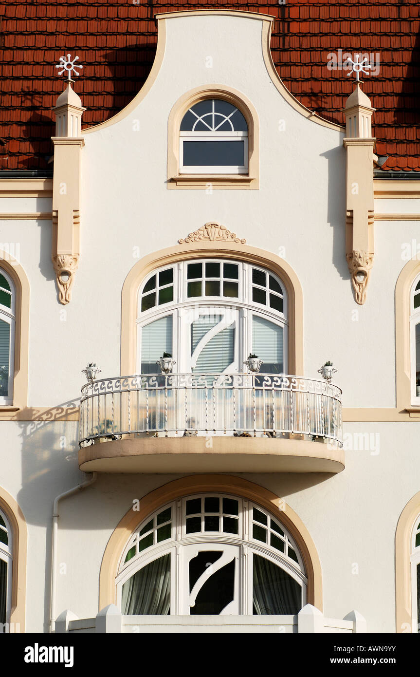 Art-Deco-Fassade des Hauses aus dem ca. 1909, Lübeck, Schleswig-Holstein, Deutschland, Europa Stockfoto