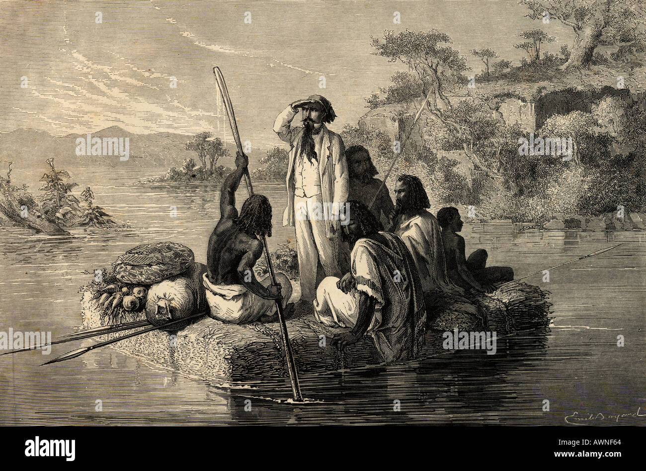 Reise in Abessinien. Drucken aus dem 19. Jahrhundert durch C Laplante aus eine Illustration von Emile Bayard eingraviert Stockfoto