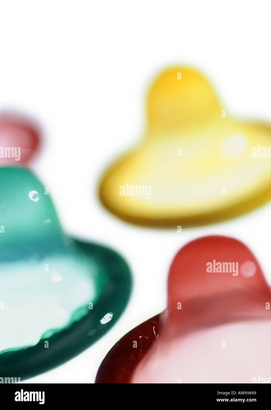 Farbige Kondome, close-up Stockfoto