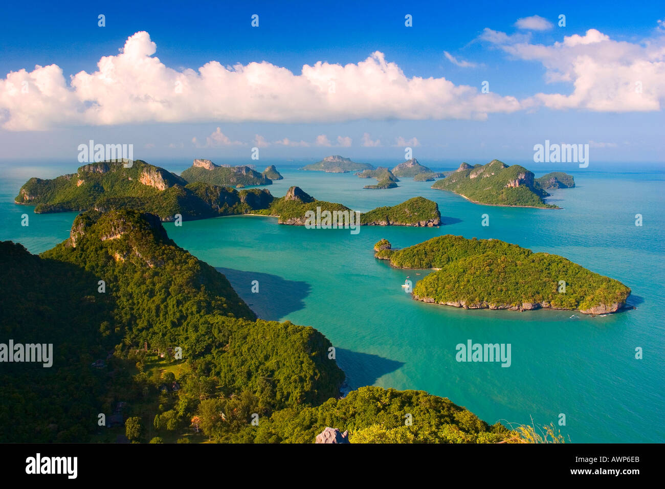 Luftaufnahme Aussicht auf Ang Thong National Marine Park Ko Samui Thailand Stockfoto