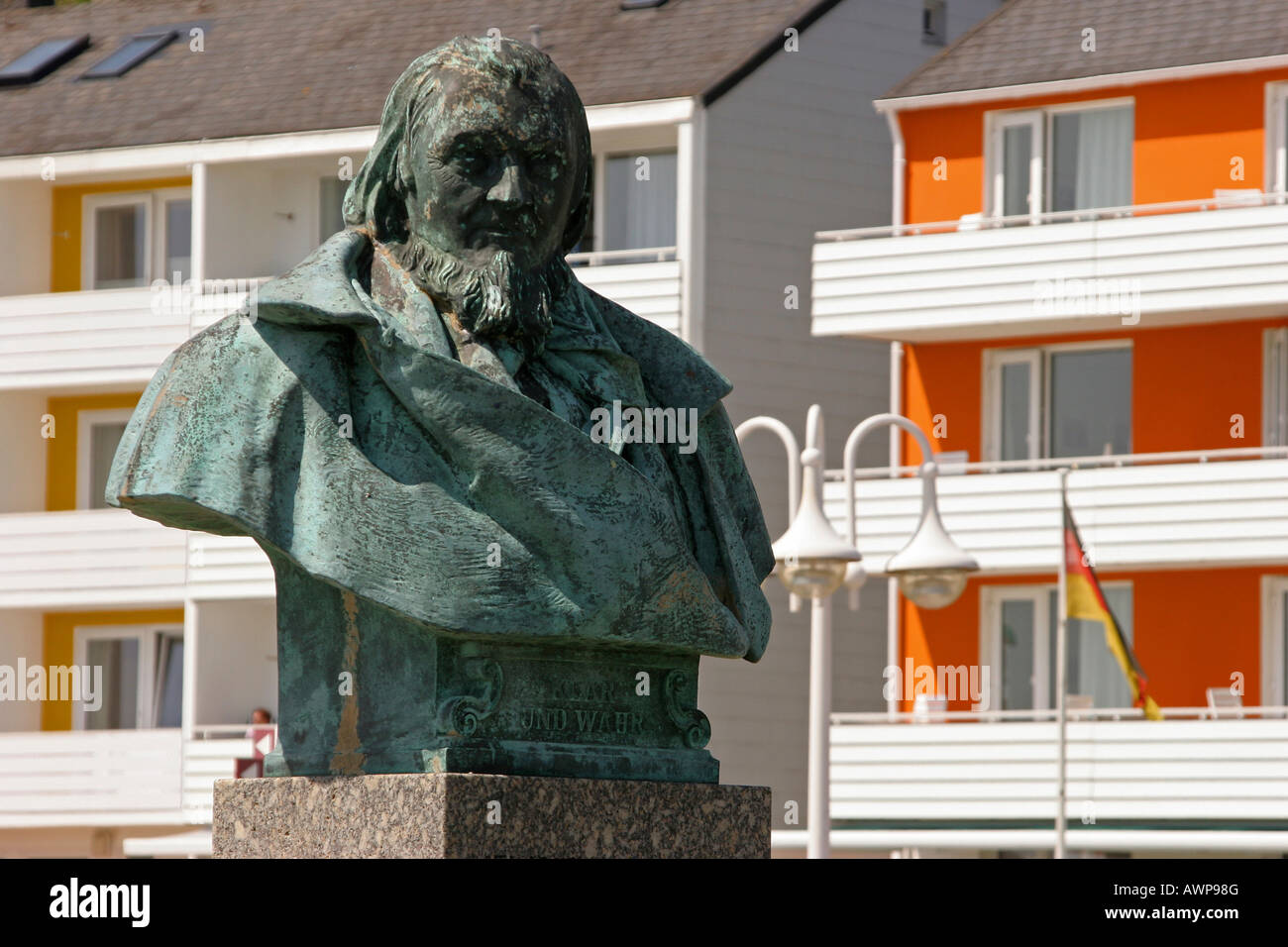 Denkmal für den Dichter Hoffmann von Fallersleben, Helgoland, Schleswig-Holstein, Deutschland, Europa Stockfoto