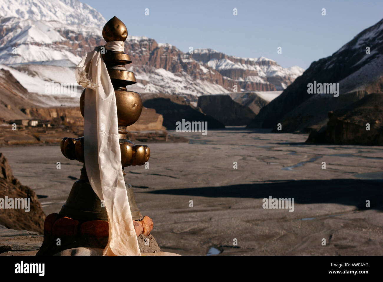 Kali Gandaki Fluß Senke auf der beliebten Jomsom Trail, Kagbeni, Nepal, Asien Stockfoto