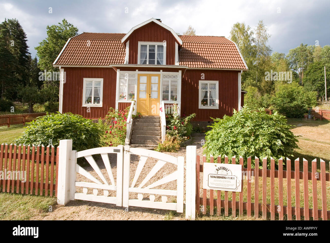 Filmaufnahmen, die Lage und ehemalige Heimat von Astrid Lindgren in Katthult/Gibberyd, Schweden, Skandinavien, Europa Stockfoto