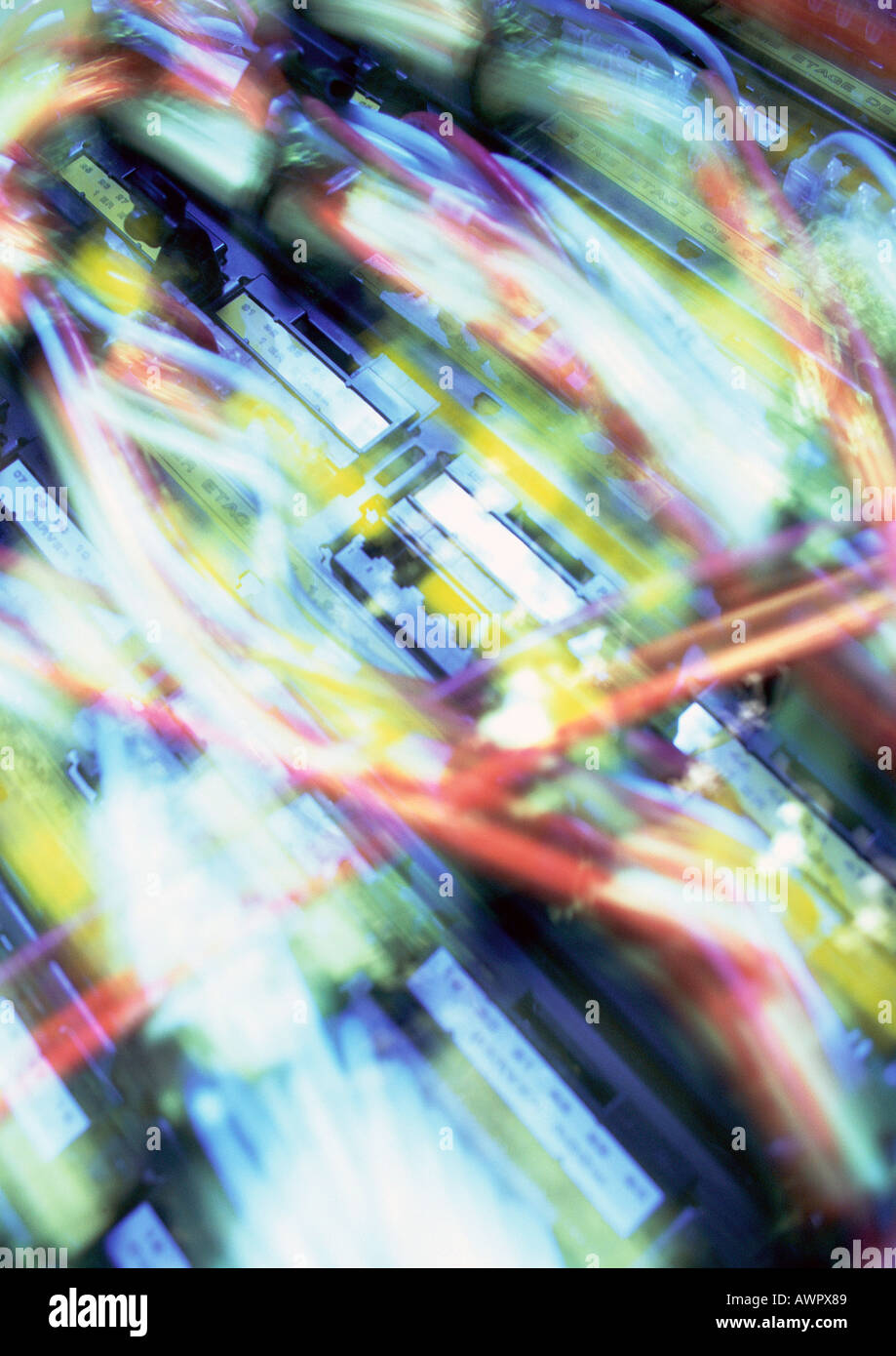 Computer-Verkabelung, verschwommen, close-up Stockfoto