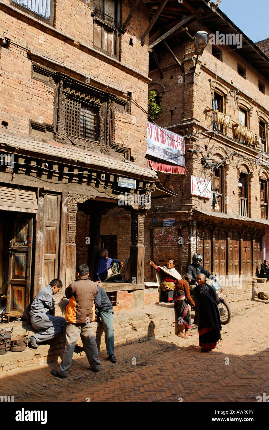 Straßenbild in der alten Stadt Bhaktapur, Kathmandu, Nepal Stockfoto