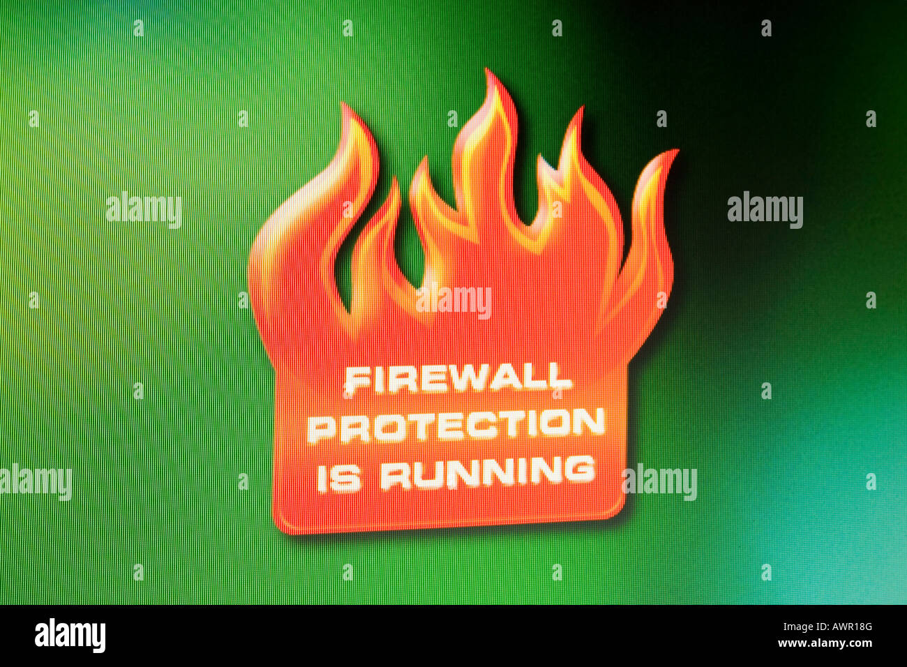 Screenshot, Computer Warnung, Firewall-Schutz läuft Stockfoto