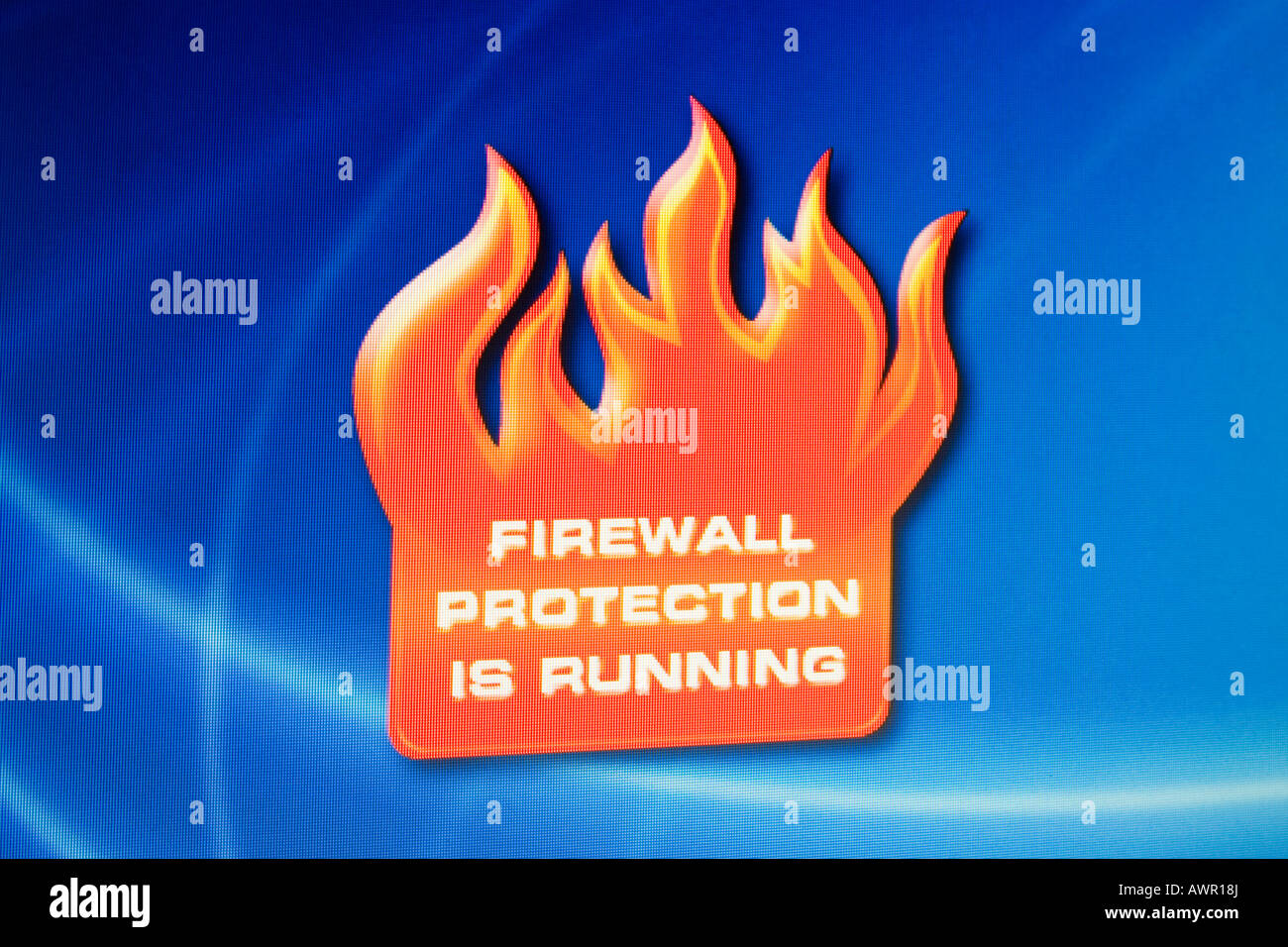 Screenshot, Computer Warnung, Firewall-Schutz läuft Stockfoto