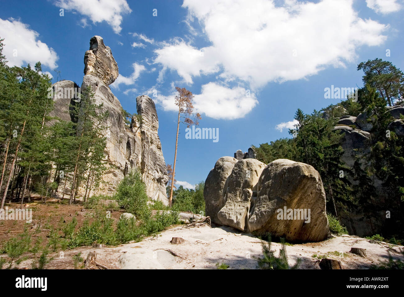 Sandsteinfelsen Skaut, Cesky Raj, Tschechische Republik Stockfoto