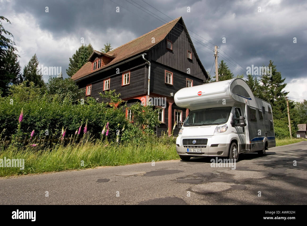 Wohnmobil, Umgebindehaus, Krompach, Zittauer Gebirge, Tschechien Wohnmobil, Umgebindehaus, Krompach, Zittauer Gebirge, Tschechien
