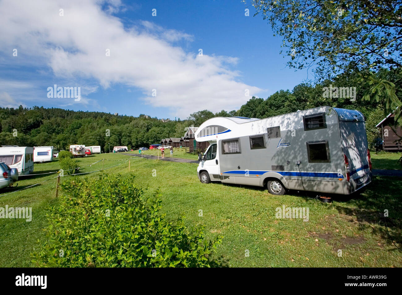 Campingplatz Erden Sedmihorky, Cesky Ráy, Boehmisches Paradies, Tschechische Republik Stockfoto