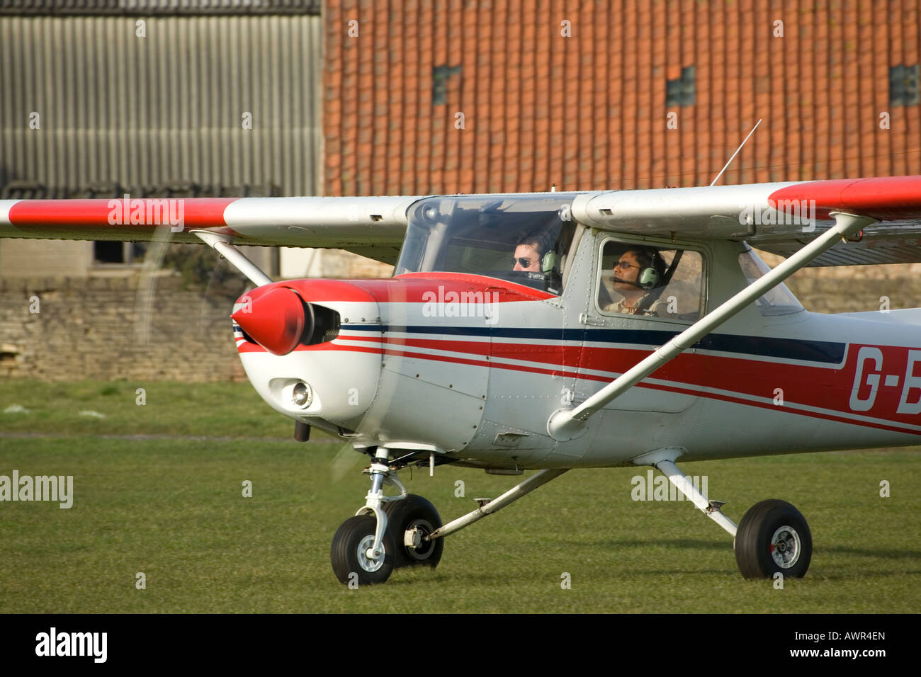Rheims Cessna 150 G-B?? starren Startlaufs Stockfoto