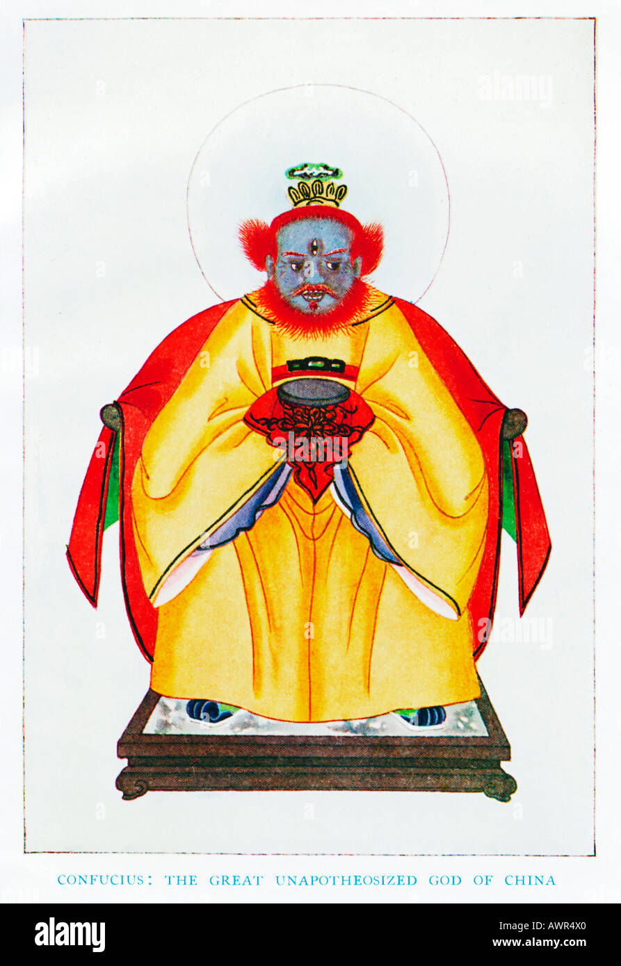 Konfuzius der großen Unapotheosized Gott der 1920er Jahre Abbildung eines chinesischen Künstlers aus einem Buch über Mythen und Legenden von China Stockfoto