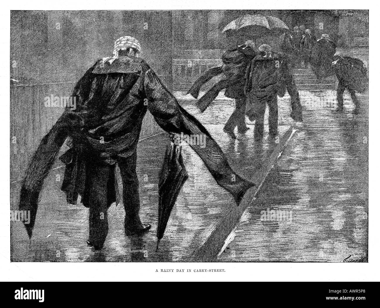 Regentag in Carey Street Skizzen in den Gerichten von London 1886 bei der Eröffnung der neuen Amtsperiode Stockfoto