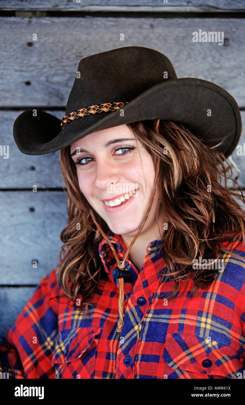 Porträt von ein Cowgirl, Kanada Stockfoto