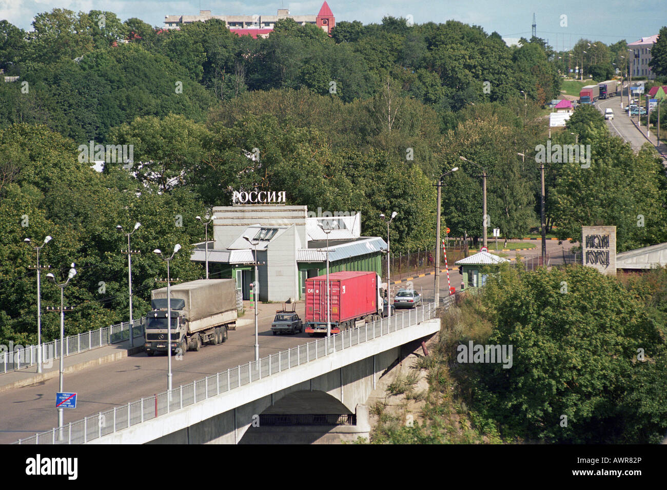 Estnisch-russischen Grenze, Narva, Estland Stockfoto