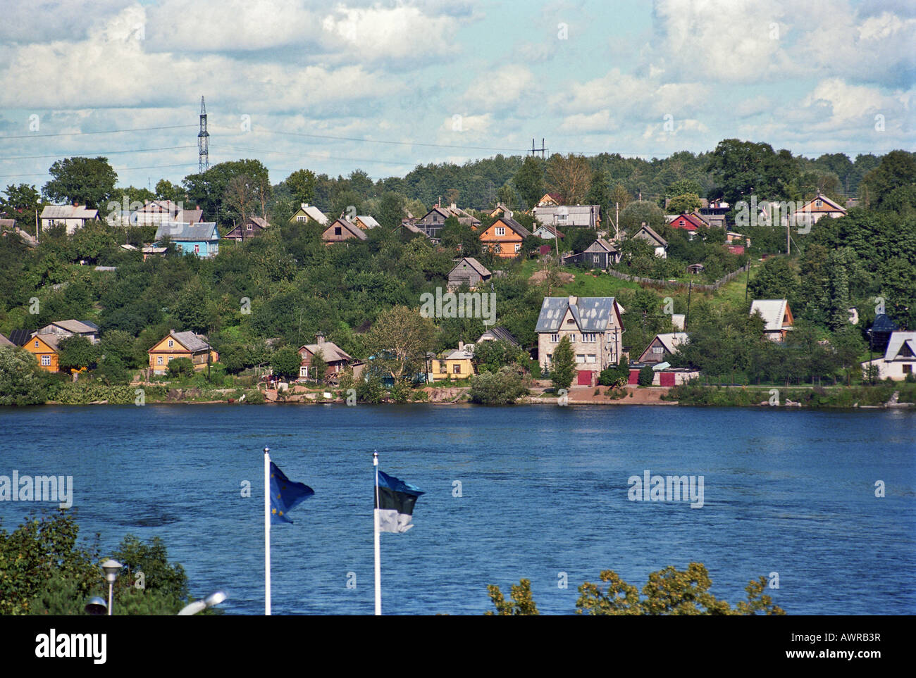 Estnisch-russischen Grenze, Narva, Estland Stockfoto