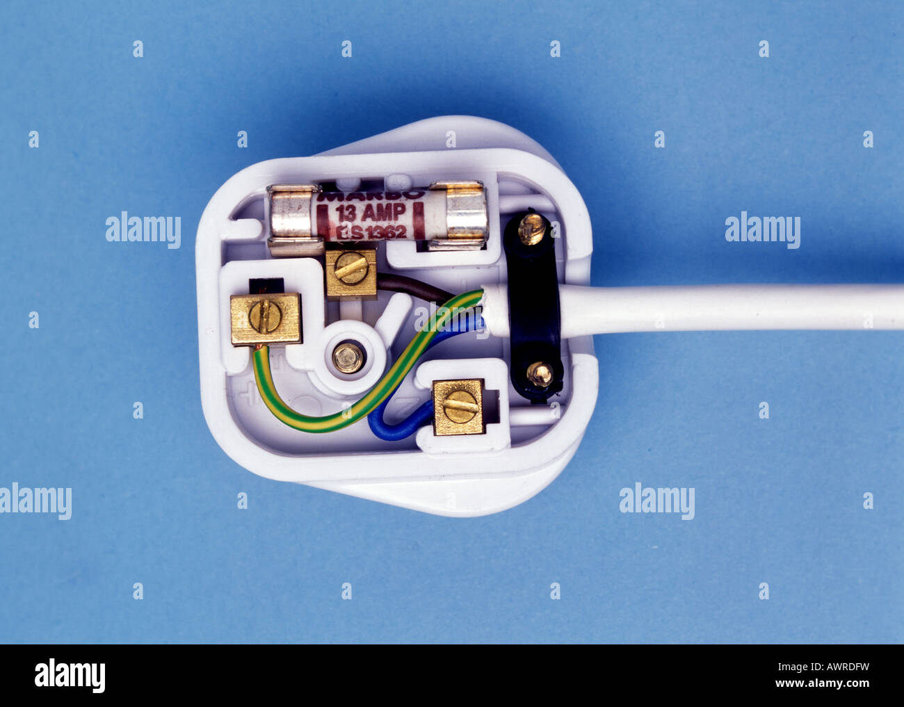 Verdrahtung von 13 Amp Stecker UK-Stil Stockfoto