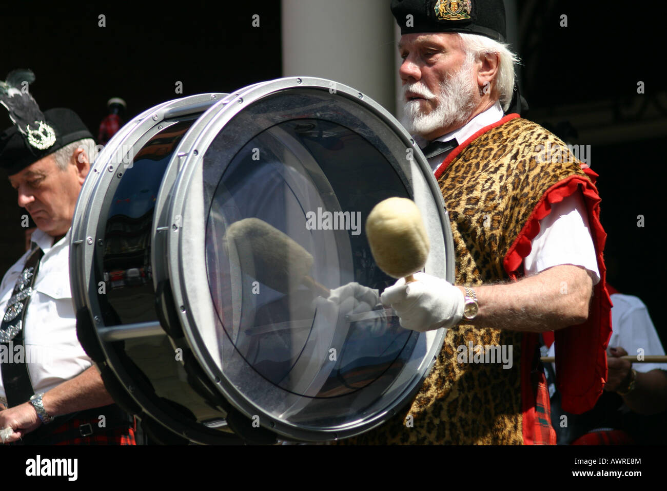 schottische Highland Dudelsack Spieler Schlagzeuger Band Dickens festival Stockfoto