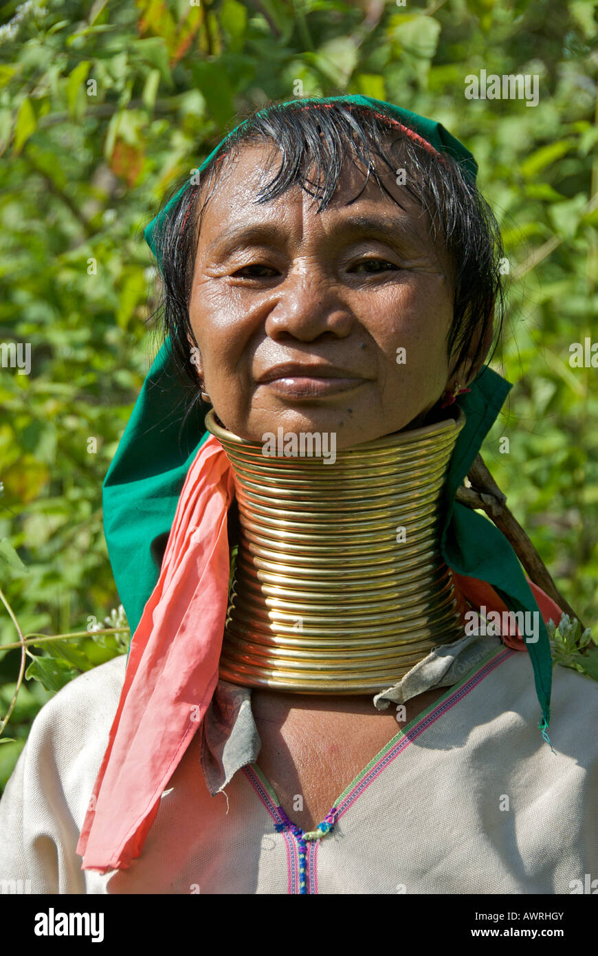 Langhals Karen Hill Tribe Frau Ban Huay Nordthailand Stockfoto