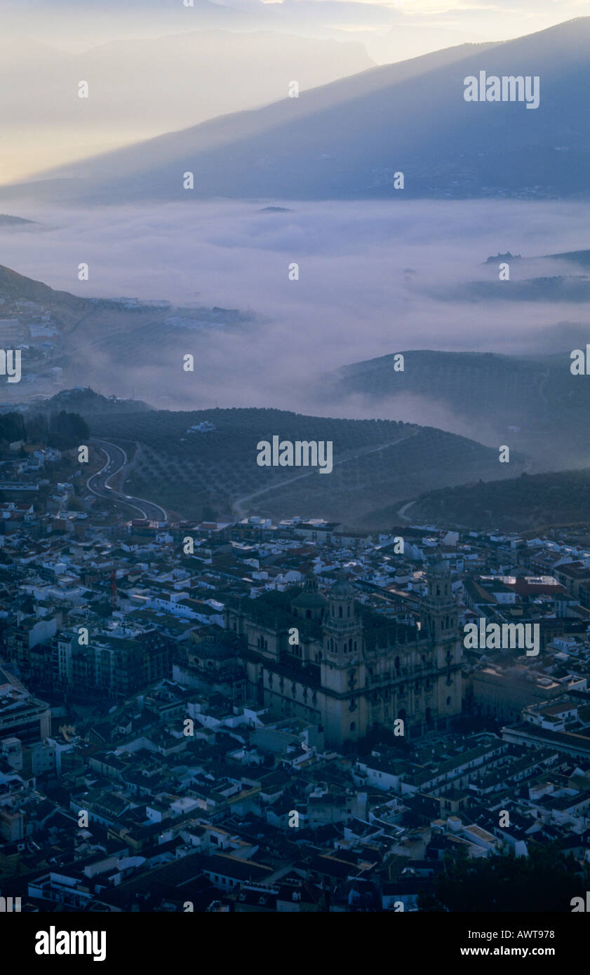 Sunrise Jaen Andalusien Spanien reisen Nebel Andalusien Stockfoto