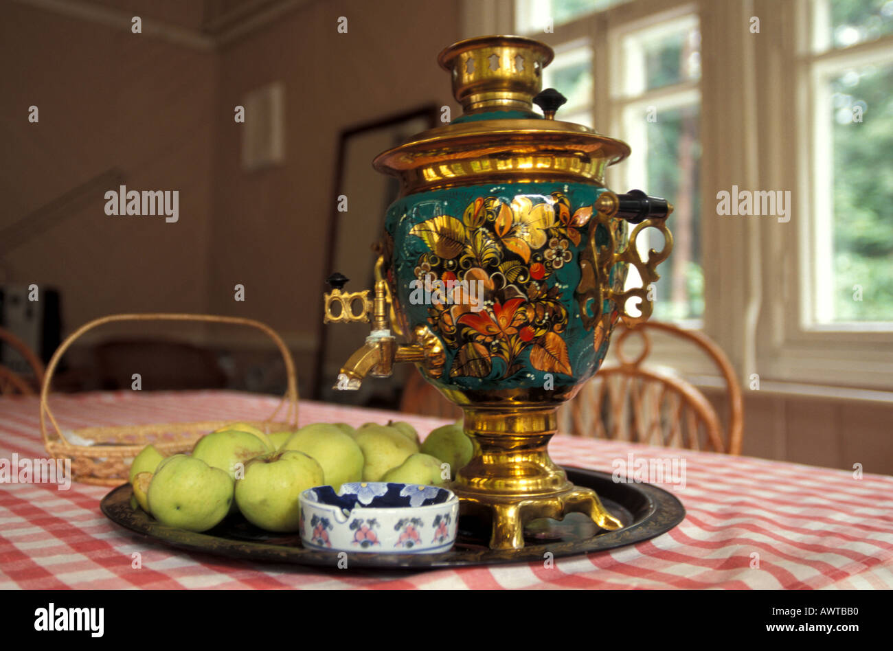 Russland Boris Pasternak Home Küche Samowar Peredelkino Stockfoto
