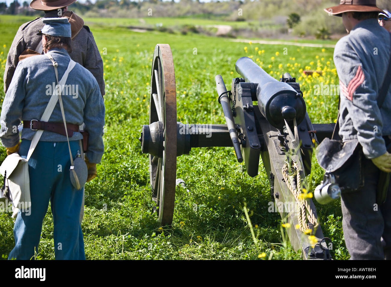 American Civil War Reenactment Kanonen und Kanoniere in Vista, Kalifornien Stockfoto