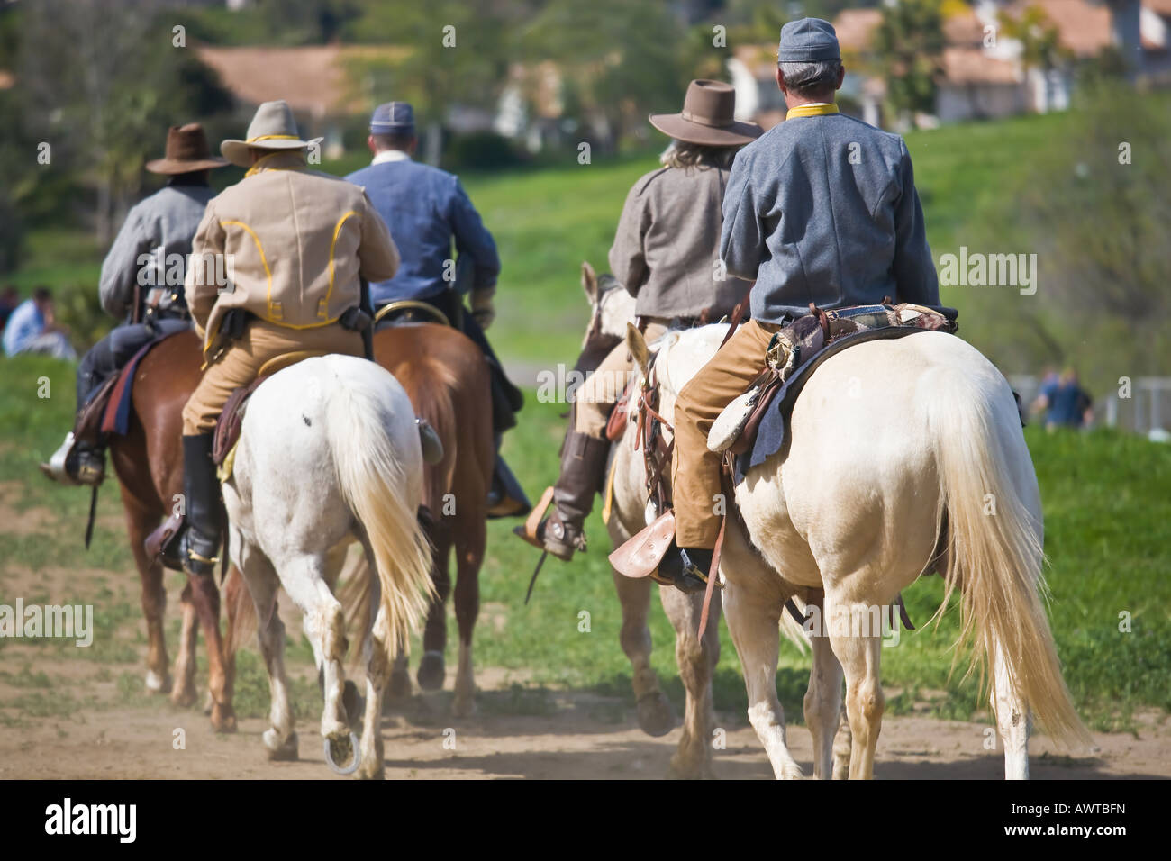 American Civil War Reenactment Soldaten zu Pferde in Vista, Kalifornien Stockfoto