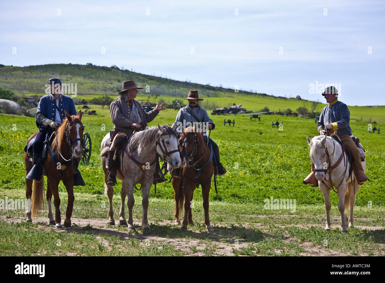 American Civil War Reenactment Soldaten auf Horseabck in Vista, Kalifornien Stockfoto