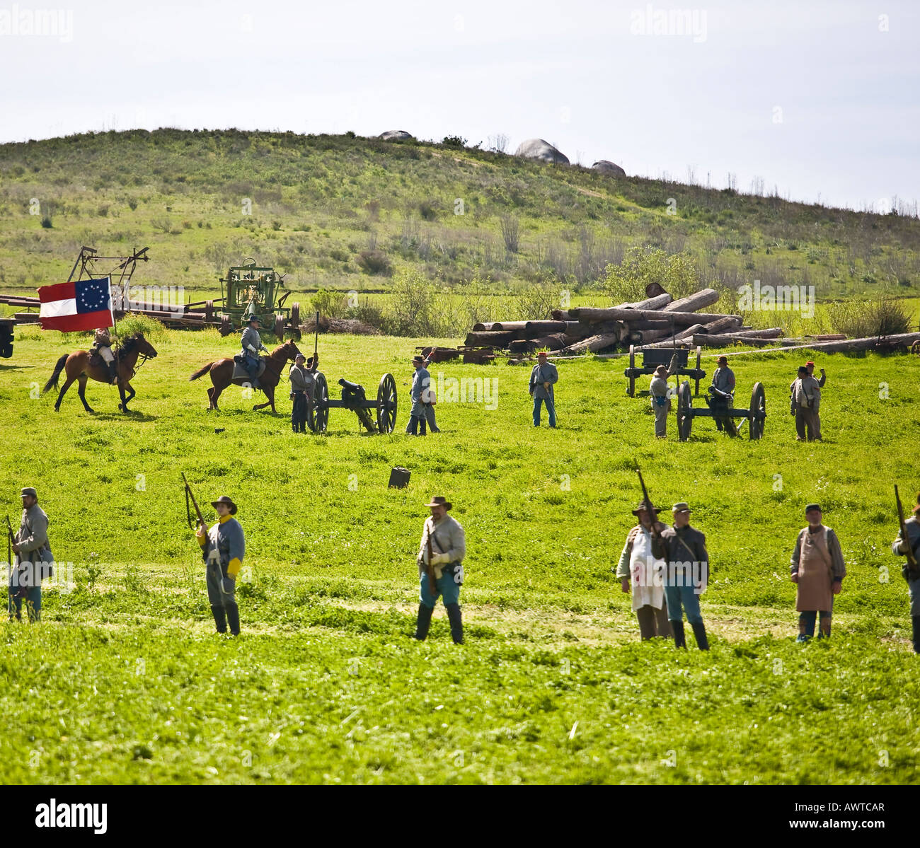 American Civil War Reenactment Soldaten auf dem Schlachtfeld in Vista, Kalifornien Stockfoto
