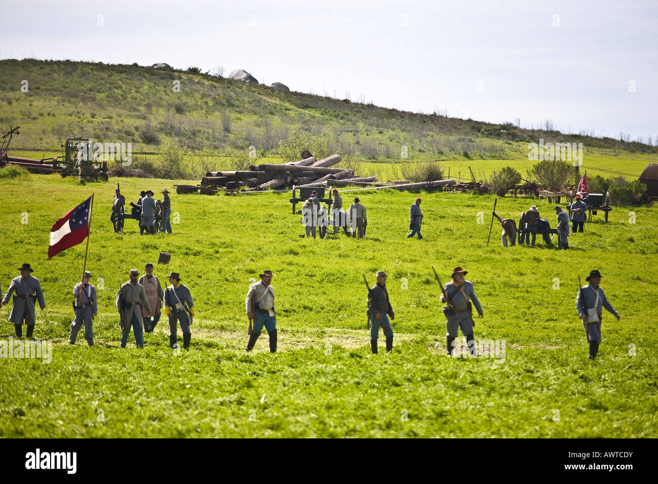 American Civil War Reenactment Soldaten auf dem Schlachtfeld in Vista, Kalifornien Stockfoto