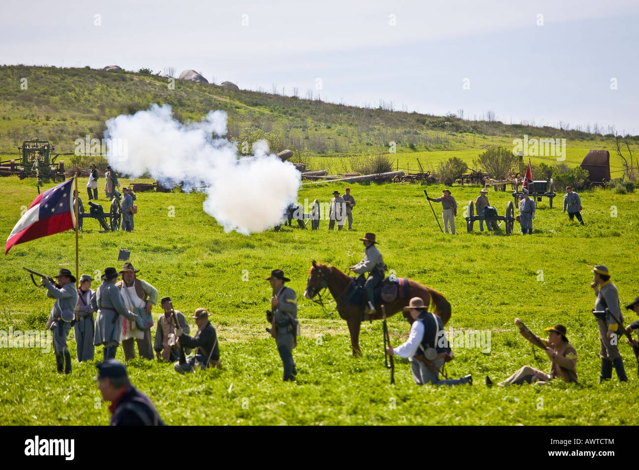 American Civil War Reenactment Soldaten auf dem Schlachtfeld in Vista, Kalifornien Stockfoto
