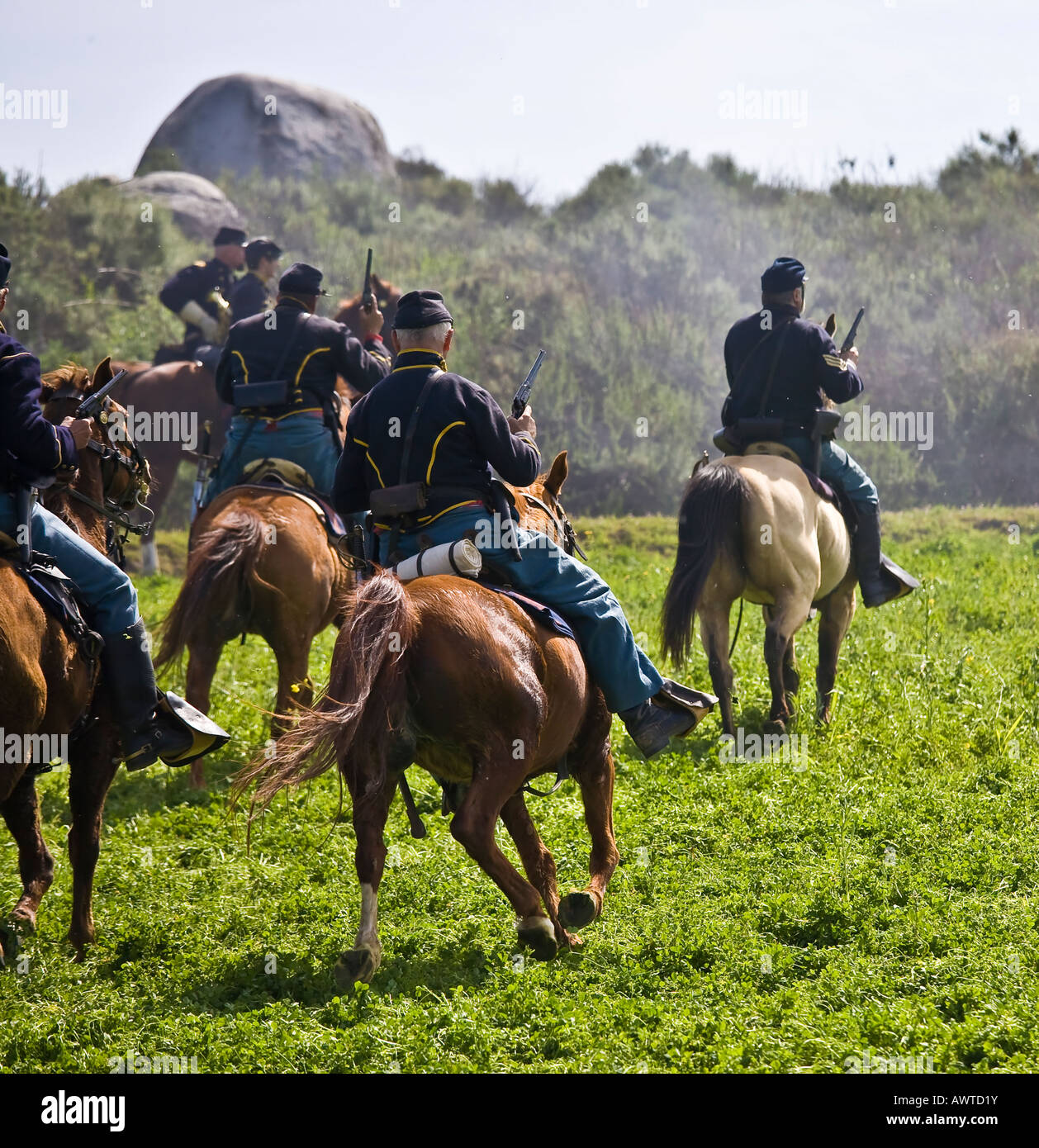 American Civil War Reenactment Soldaten zu Pferde in Vista, Kalifornien Stockfoto