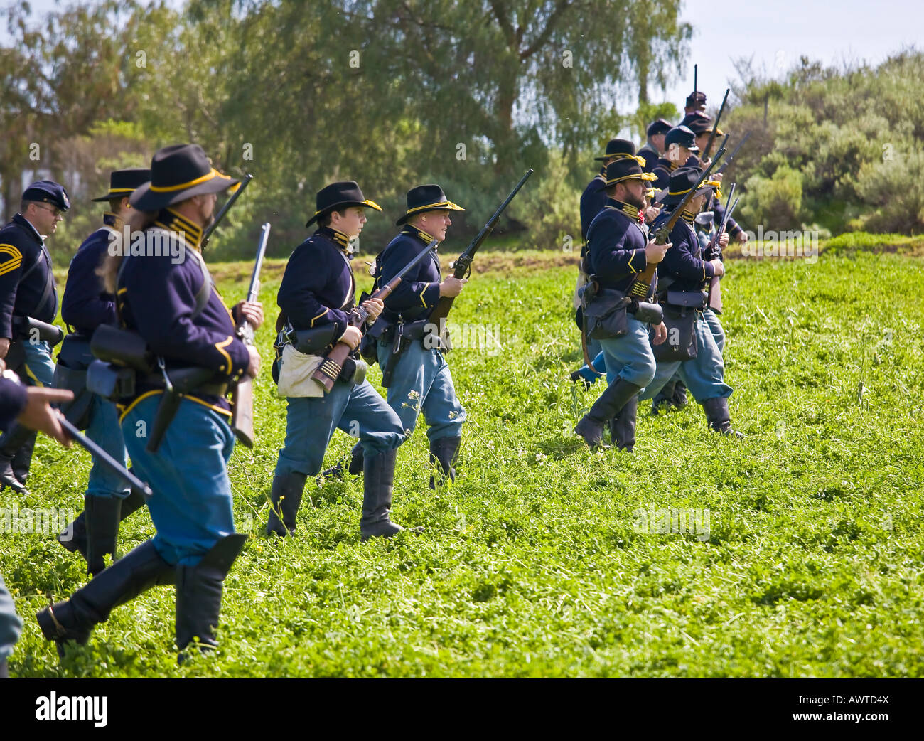 American Civil War Reenactment Soldaten auf dem Schlachtfeld in Vista, Kalifornien Stockfoto