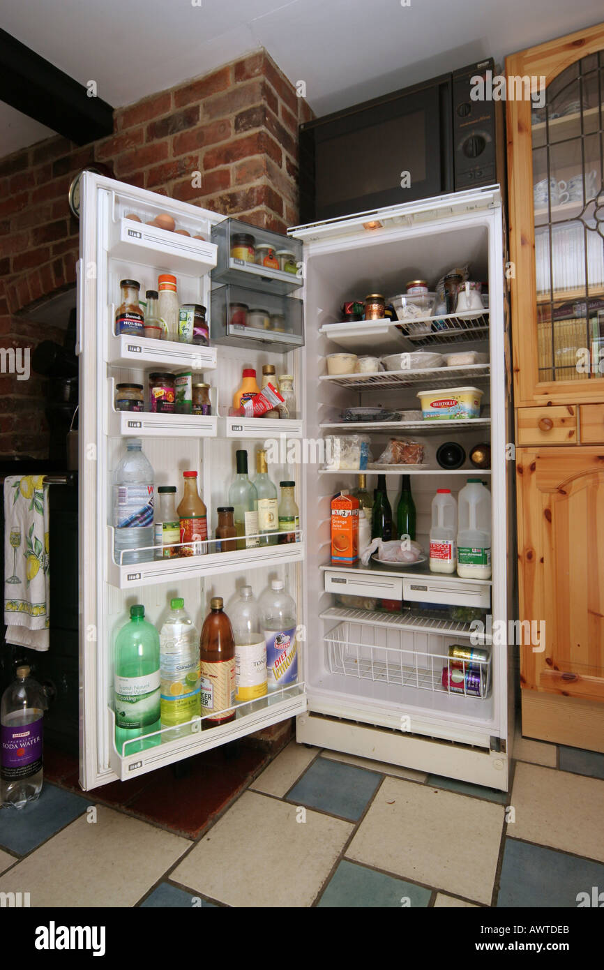 Kühlschrank Kühlschrank Magnet Dekoration Tür offen Inhalt Essen frisch  gekühlt Stockfotografie - Alamy