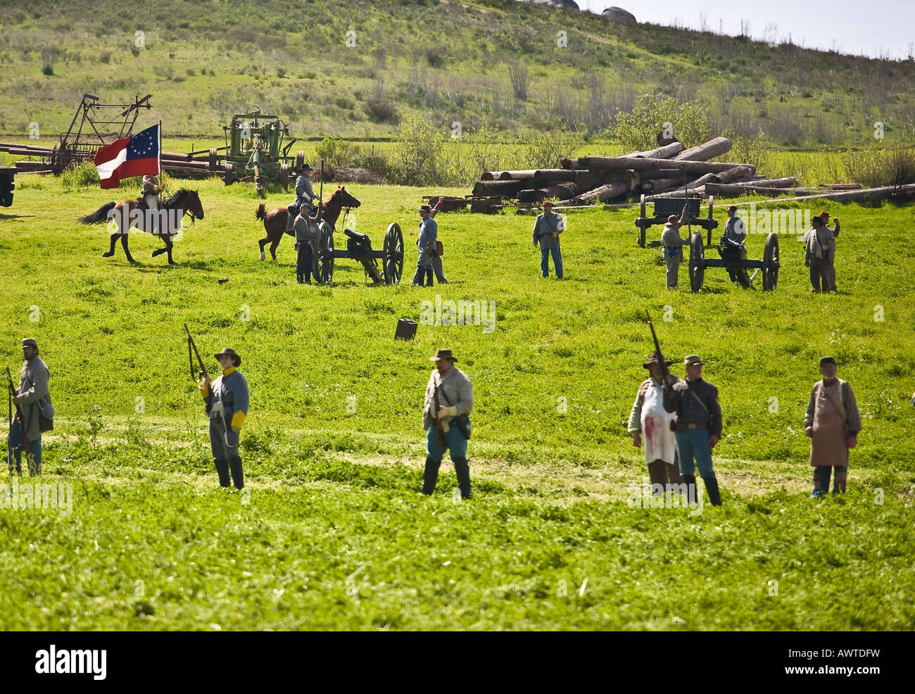 American Civil War Reenactment Soldaten auf dem Schlachtfeld in Vista, Kalifornien Stockfoto