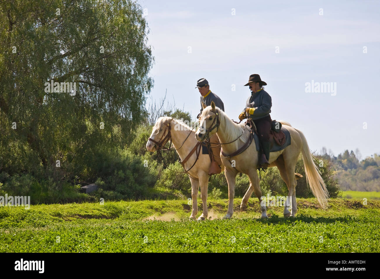 American Civil War Reenactment Soldaten zu Pferde in Vista, Kalifornien Stockfoto