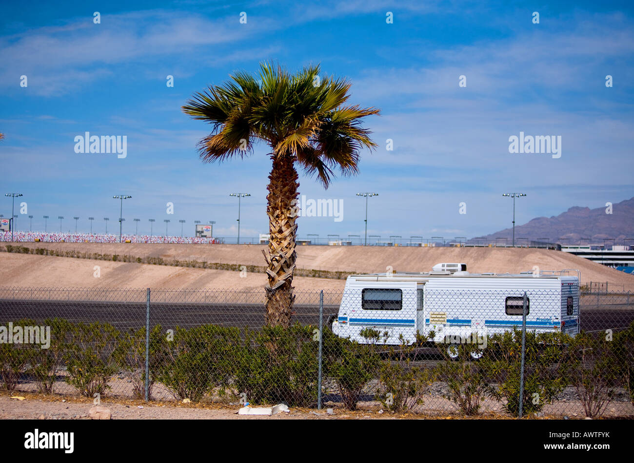 Ein Anhänger geparkt in der Nähe von Las Vegas Motor Speedway in Nevada Stockfoto