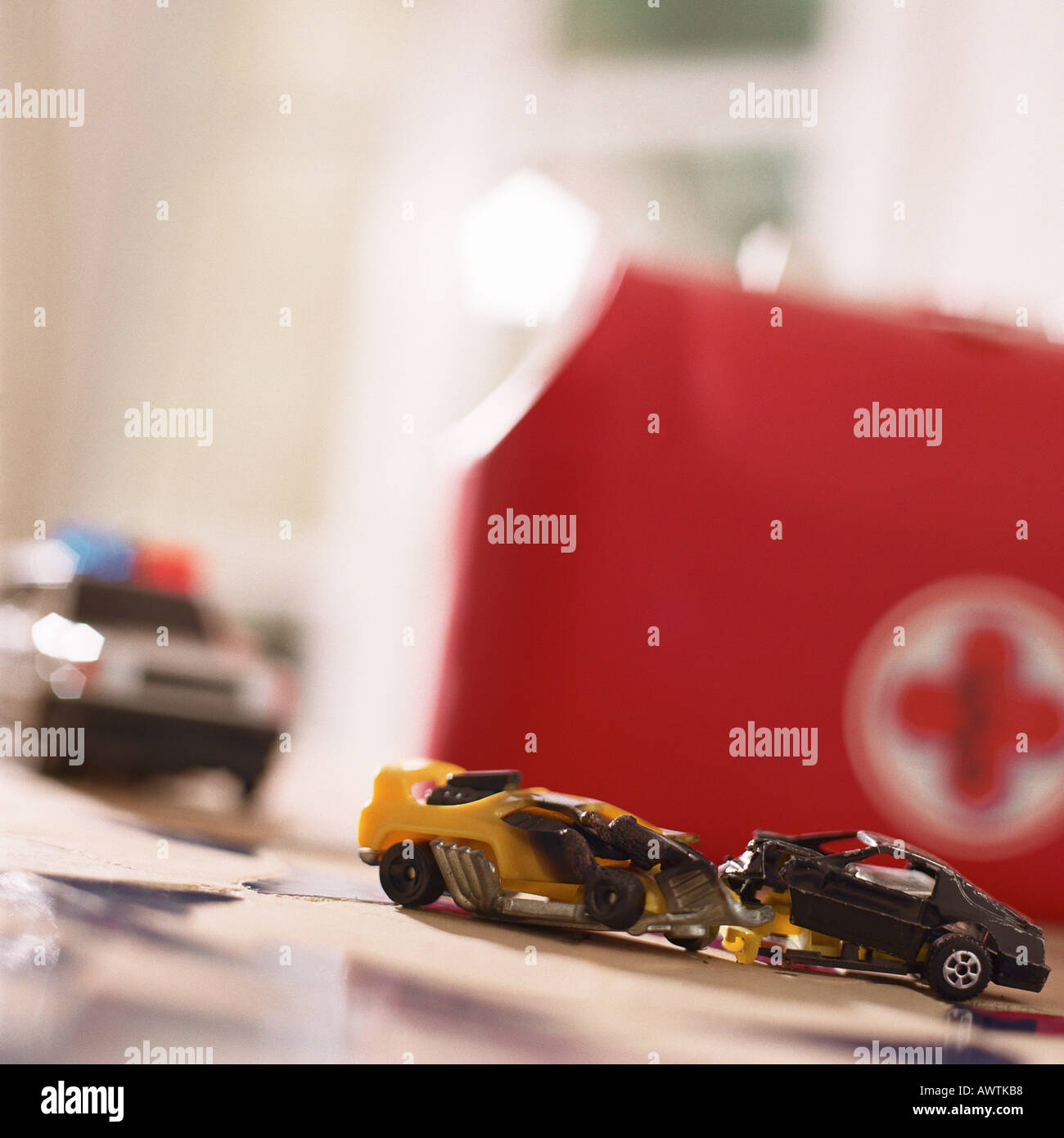 Spielzeug Autounfall Stockfoto