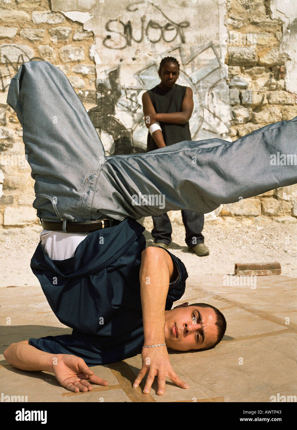 Mann Breakdance, close-up Stockfoto