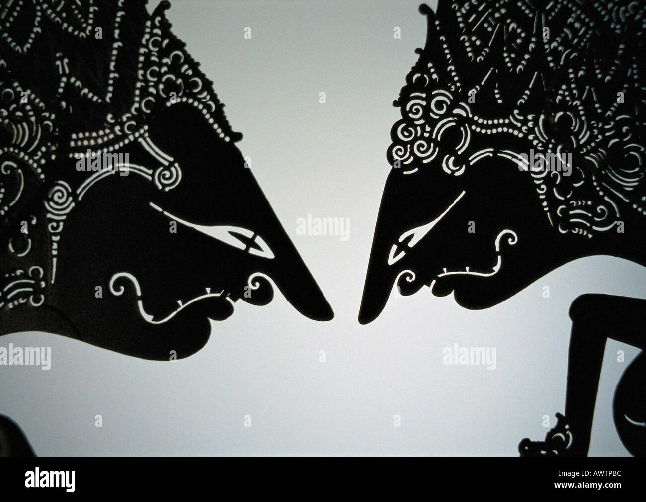 Traditionelle indonesische Schattenfiguren, close-up Stockfoto