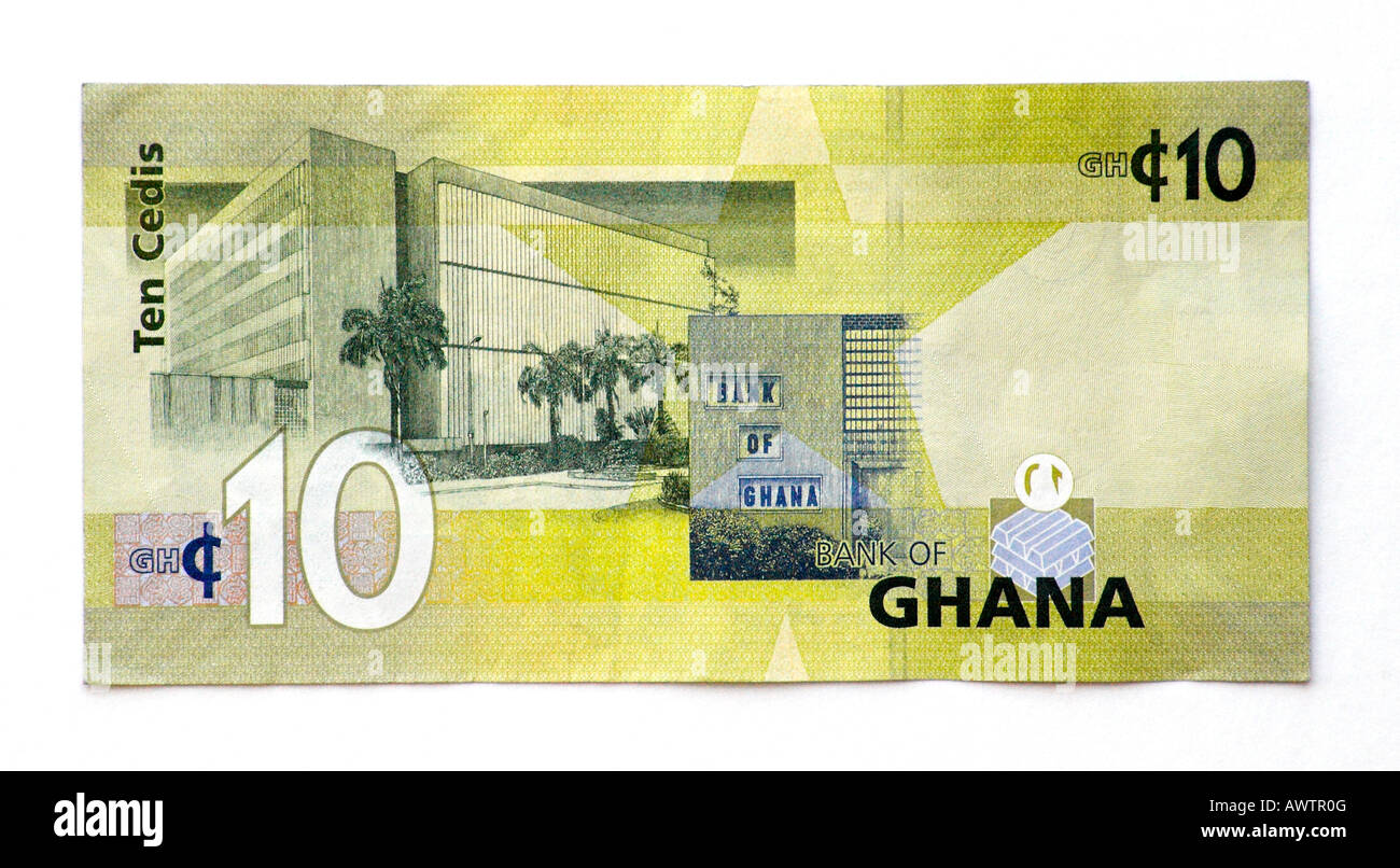 Ghana 10 Cedi-Banknote Stockfoto