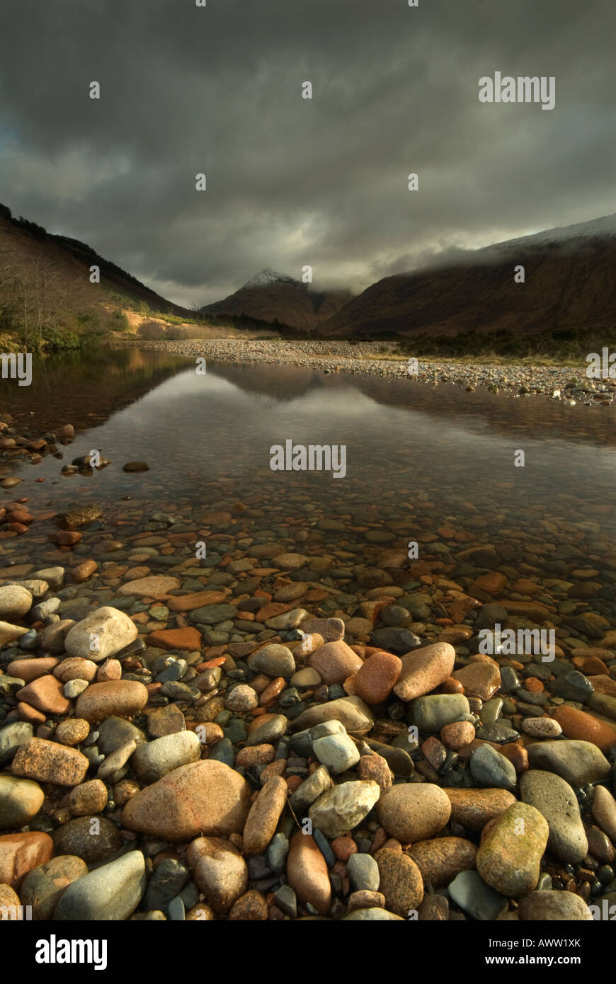 Glen Etive in den schottischen Highlands. Stockfoto