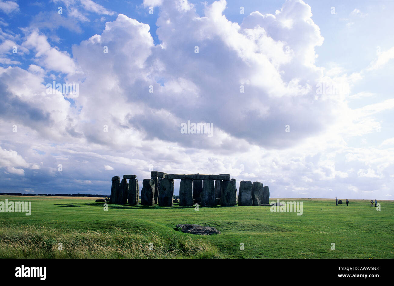 Stonehenge Wiltshire Abend leichte Silhouette Heel Stone Stockfoto
