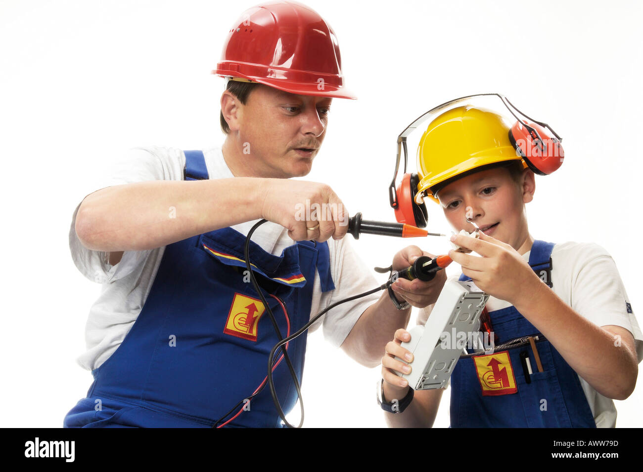 Vater und Sohn, Mechanik Stockfoto