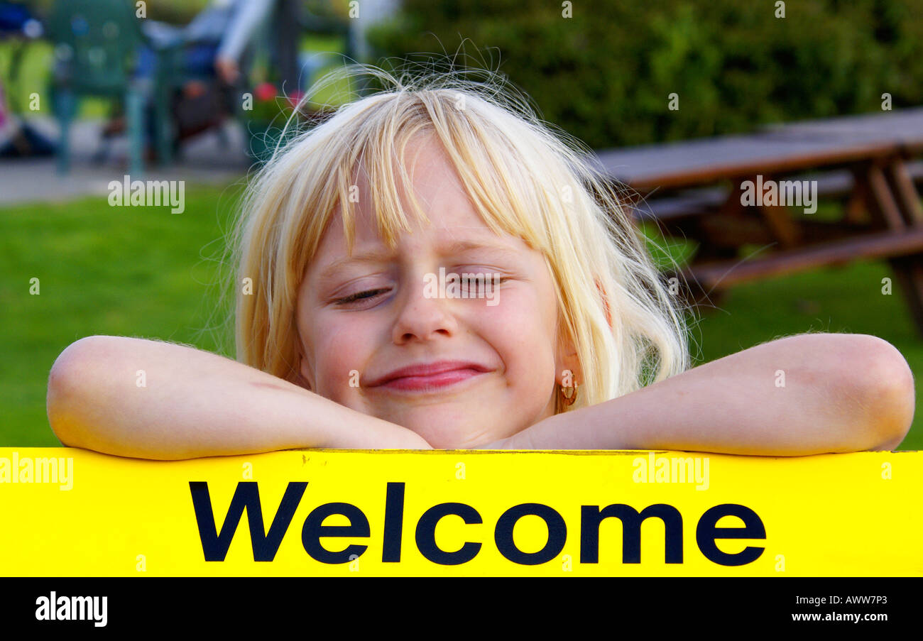 Rhian empfängt die Besucher in Manston Stockfoto