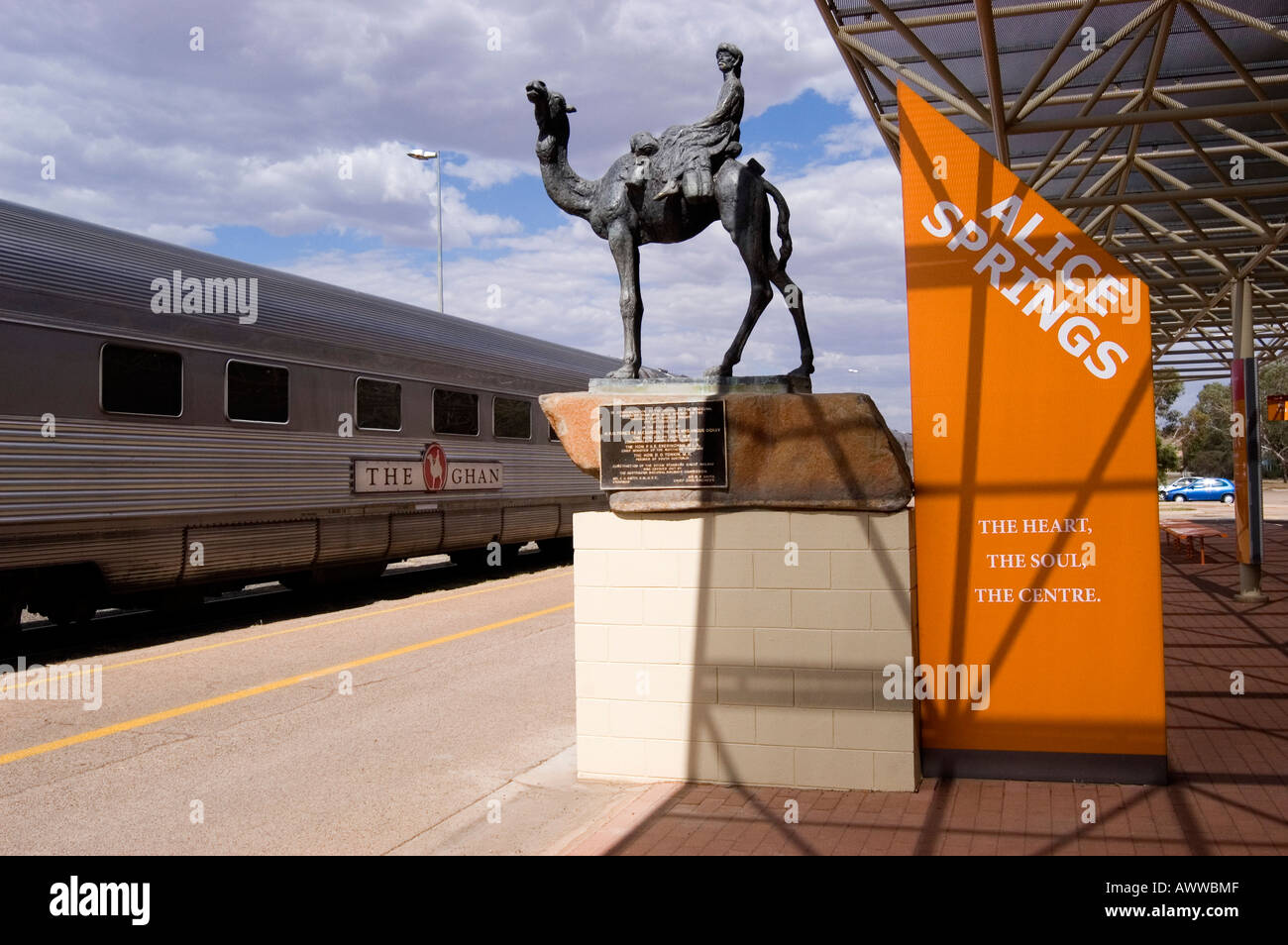 Der Ghan bei Alice Springs Stockfoto