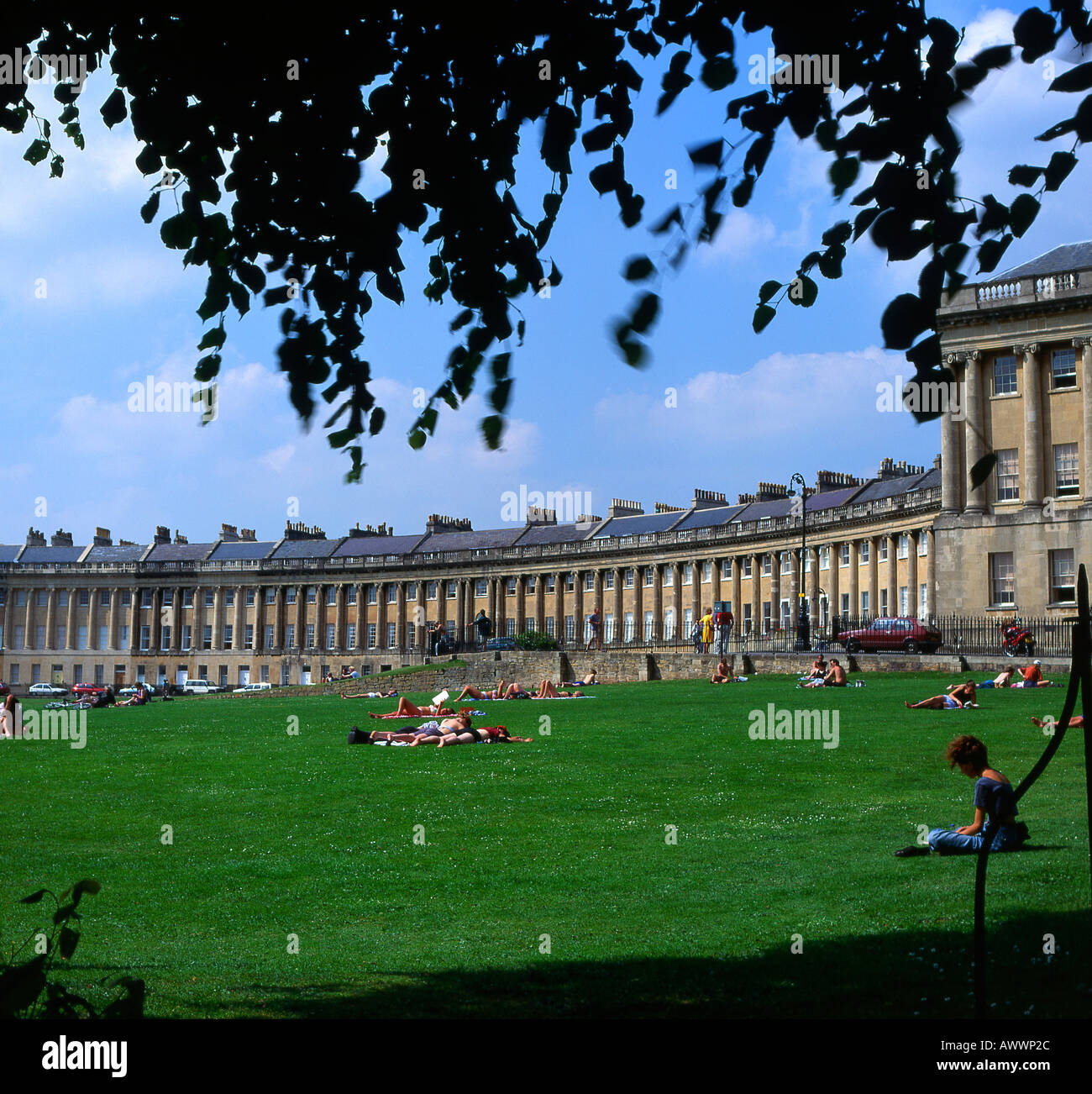 Grün vor Royal Crescent Bath England Stockfoto