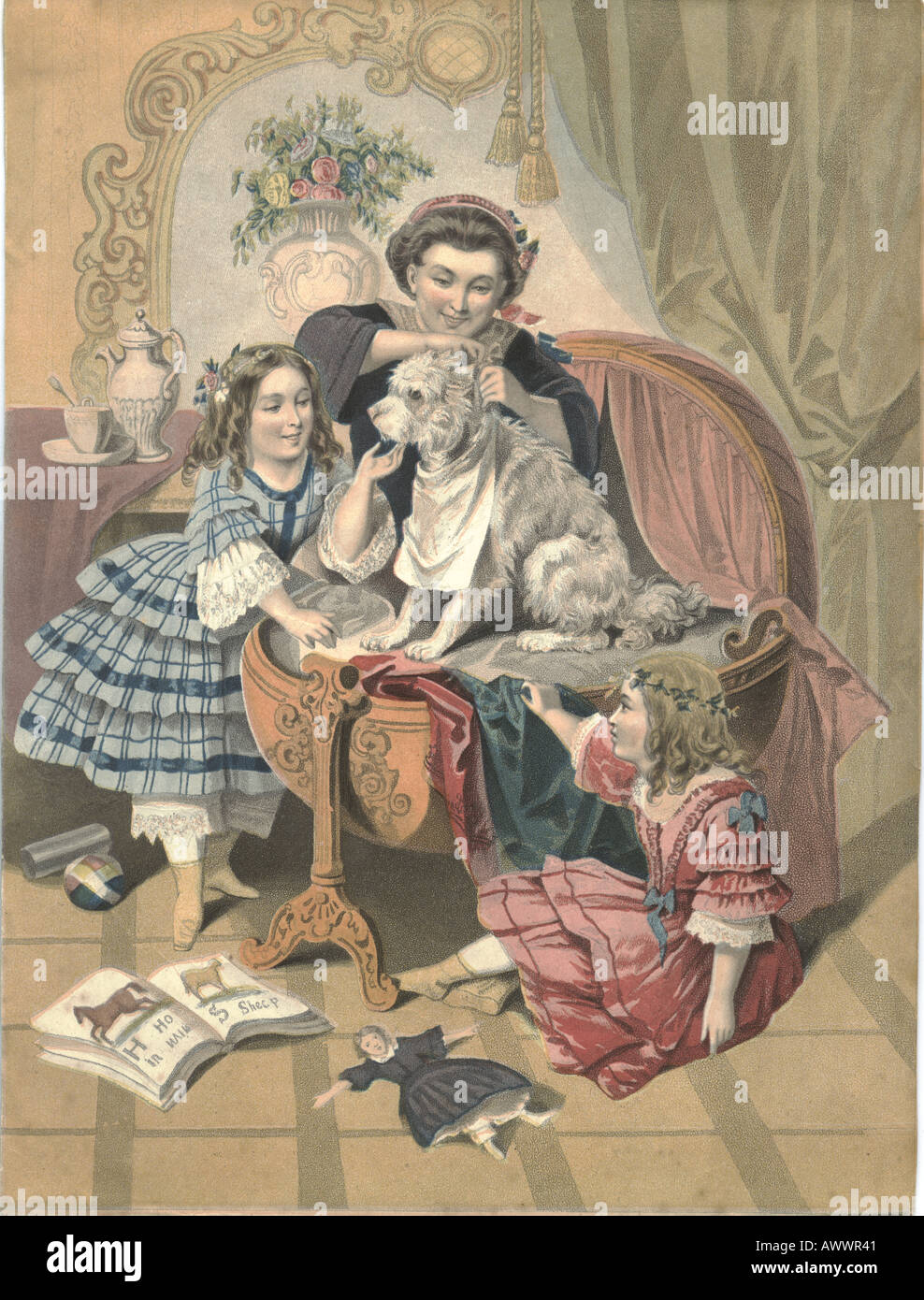 Viktorianische Familienleben um 1860 Stockfoto