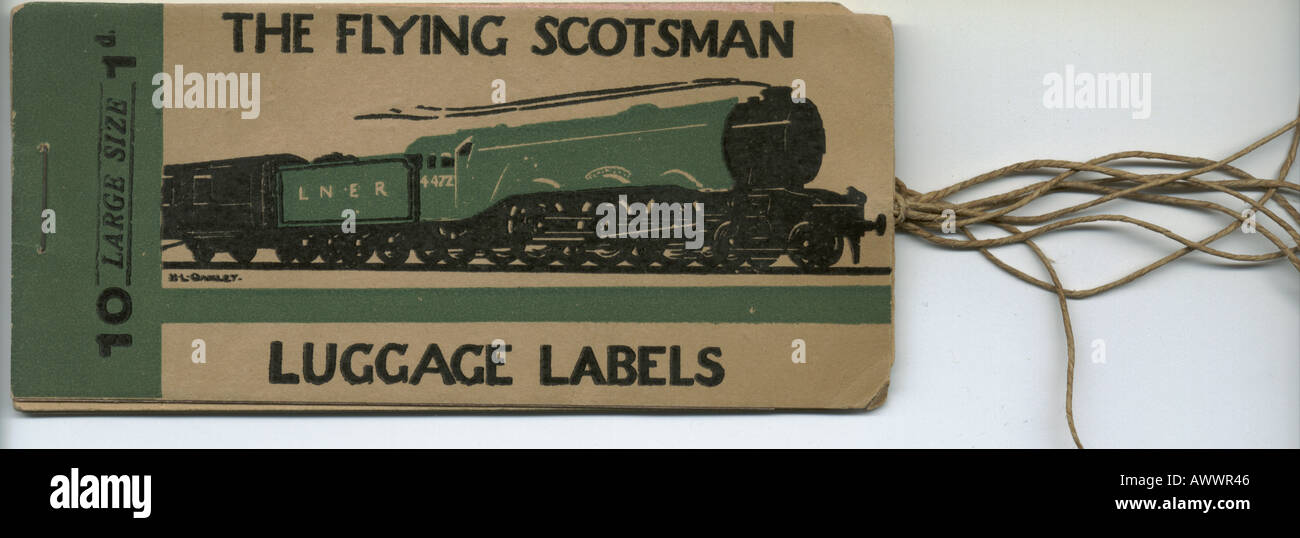 Flying Scotsman Gepäck Etiketten ca. 1938 Stockfoto
