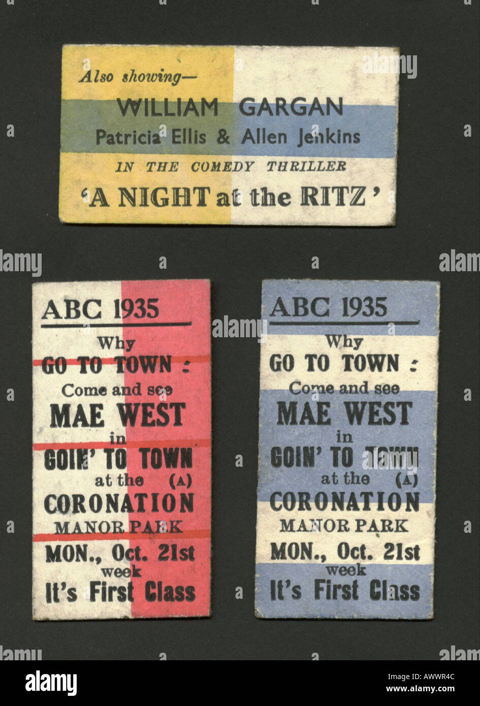 Kinokarten für Mae West in "Goin' Stadt" Stockfoto